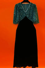 Ladies' fashionable sequined velvet long dress