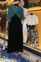 Ladies' fashionable sequined velvet long dress