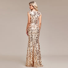 Women Formal Mermaid Evening Dress Gold Sequin Party Dresss