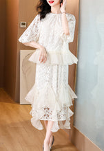 Summer round collar with lace heavy embroidery fashion dress