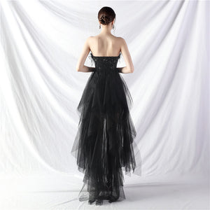 Handmade ostrich hair positioning flower beads mesh wedding banquet party dress