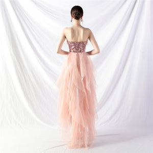 Handmade ostrich hair positioning flower beads mesh wedding banquet party dress