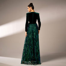 High slit sequin long sleeve maxi dress