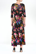 SCANDINAVIA-Half Sleeve Belted Floral Maxi Dress