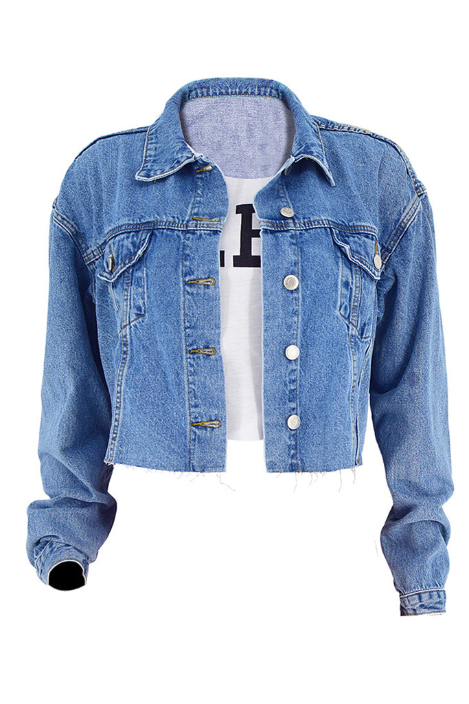 Long Sleeve Denim Short Coat