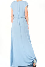 BCBG Maxazria - Cap Sleeve V-neck Ruffle Accent Long Dress