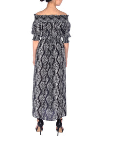 SCANDINAVIA-Off the Shoulder Snake Print Dress