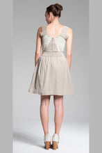 Strap Pocket Dress w/Full Skirt - Oatmeal