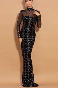 Long Sleeve Sequin Maxi Dress