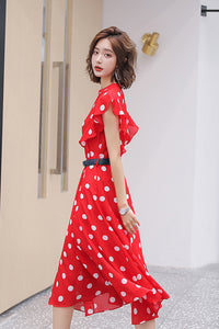 Sleeveless Dot Print Fit&Flare Dress