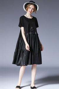 Ruffle Hem Contrast Loose Dress