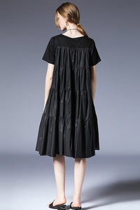 Ruffle Hem Contrast Loose Dress