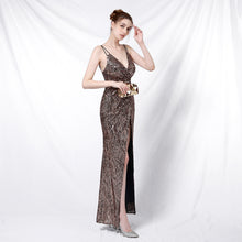 Alyssa Spaghetti Strap High Slit Sequin Dress