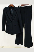 One Buckle Coat and Bell Leg Pants Suit Set