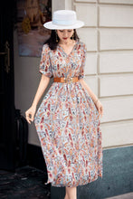 Short Sleeve V-neck Midi Dress With Belt