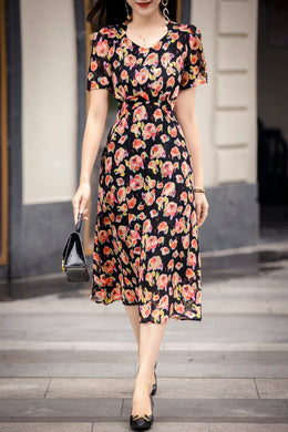 Sweetheart Neck Floral A-line Dress