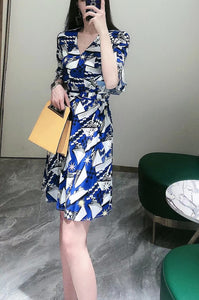 Half Sleeve Side Waist Belted Midi Dress