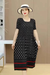 Dot Print Wrinkle Shift Dress