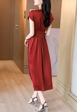 Cap Sleeve Surplice Waist Draped Silk Dress