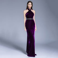 Zona Halter Neck Backless Velvet Maxi Dress