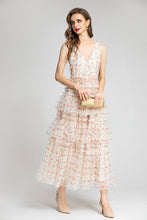 Rose Double V-neck Tulle Layered Dress