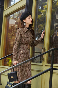 Waist Belted Button Down Long Coat