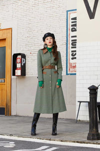 Waist Belted Button Down Long Coat