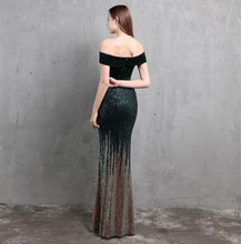 Boat Neck Velvet Contrast Mermaid Maxi Dress