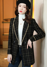 Lapel Collar Open Tweed Coat