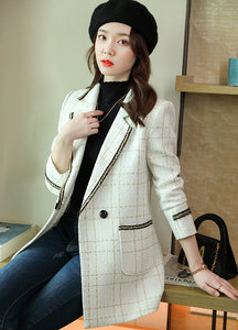 Lapel Collar Open Tweed Coat