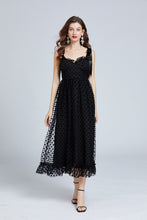 Sexy Lady Black Heart Mesh Slip Dress Women Chiffon Evening Dress