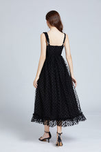 Sexy Lady Black Heart Mesh Slip Dress Women Chiffon Evening Dress