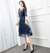 Half Sleeve Round Neck Embroidered Fit Dress