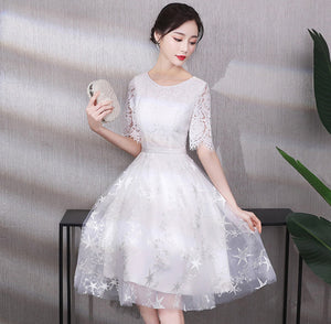 Short Sleeve Lace Tulle Little Dress