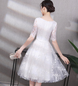 Short Sleeve Lace Tulle Little Dress