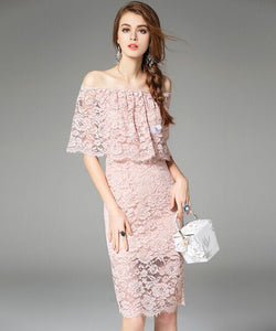 Vintage Off-the-shoulder Layered Lace Dress