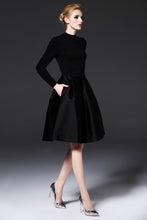 LONG SLEEVE CONTRAST A-LINE DRESS