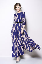 Strut 1/2 Sleeve Fit And Flare Long Dress - With Belt