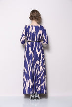 Back 1/2 Sleeve Fit And Flare Long Dress - With Belt