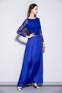 LONG SLEEVE CONTRAST LONG FORMAL DRESS - XL in Clearance