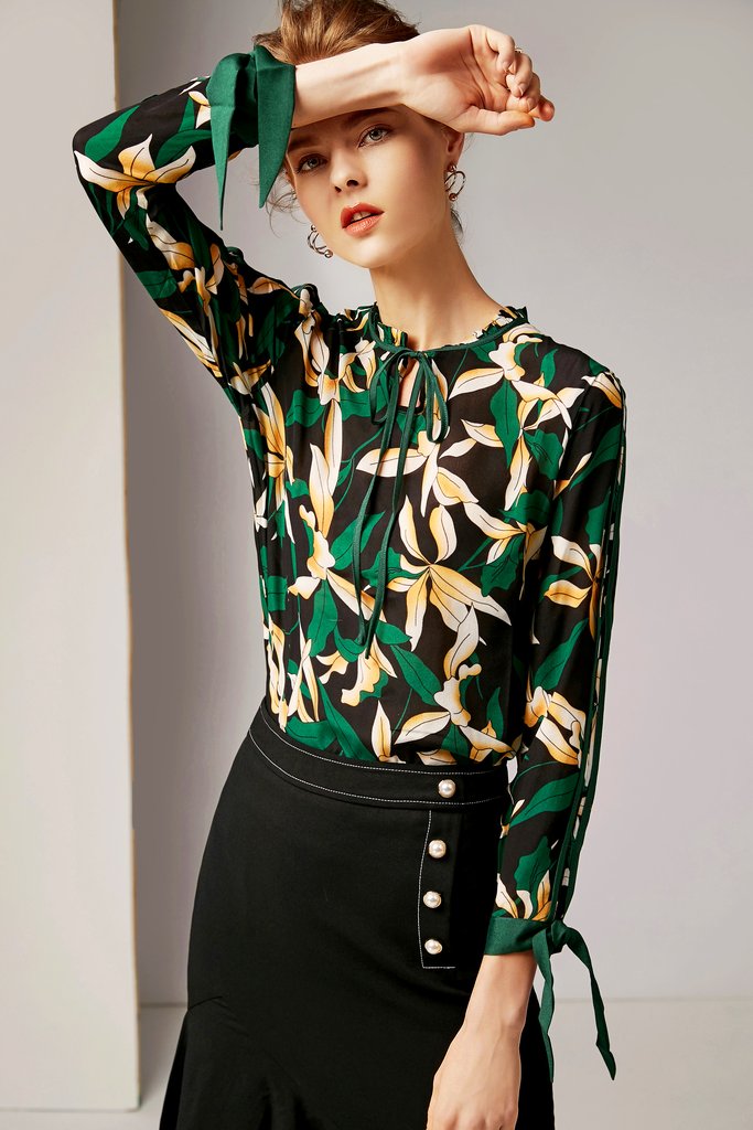 Floral Notch Neck Blouse Shirt