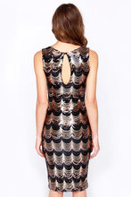 SLEEVELESS LOW CUT SEQUINED SHEATH DRESS