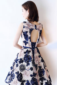 SLEEVELESS PATCHWORK BACK CUT A-LINE DRESS