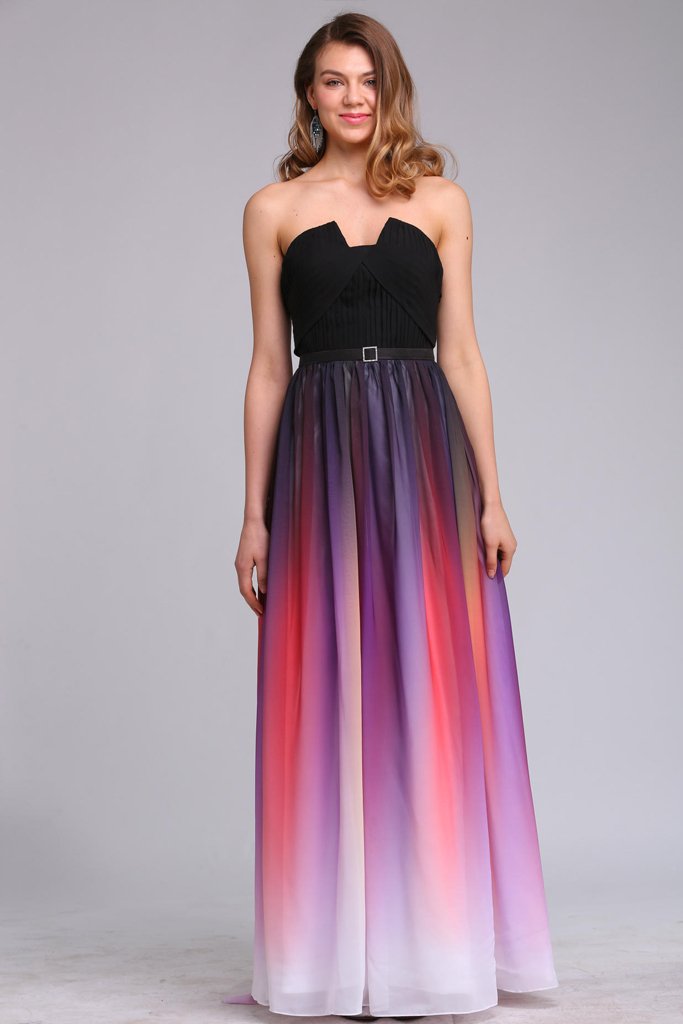 STRAPLESS LOW-CUT MAXI DRESS