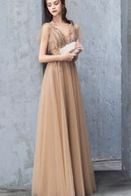 FLare Sleeve Double V-neck Tulle Formal Dress