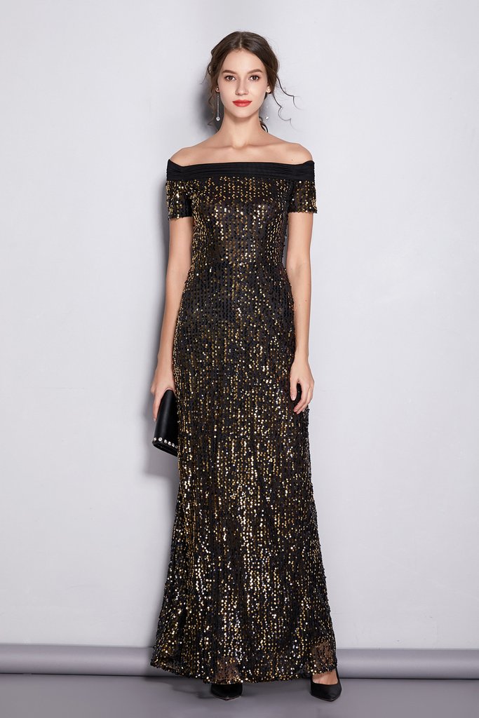 Sequin Off-shoulder Gown