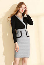 Long Sleeve Surplice Sheath Dress