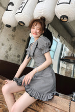 Aviva on Earth -Short Puff Sleeve Doll Collar Mini Dress with Ruffle