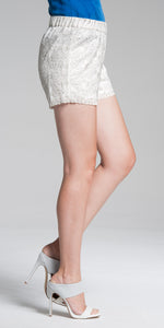 Viscose and Jersey Combo Shorts - White