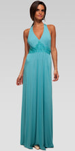 Soutache Embroidery Halter Maxi Dress - Aqua